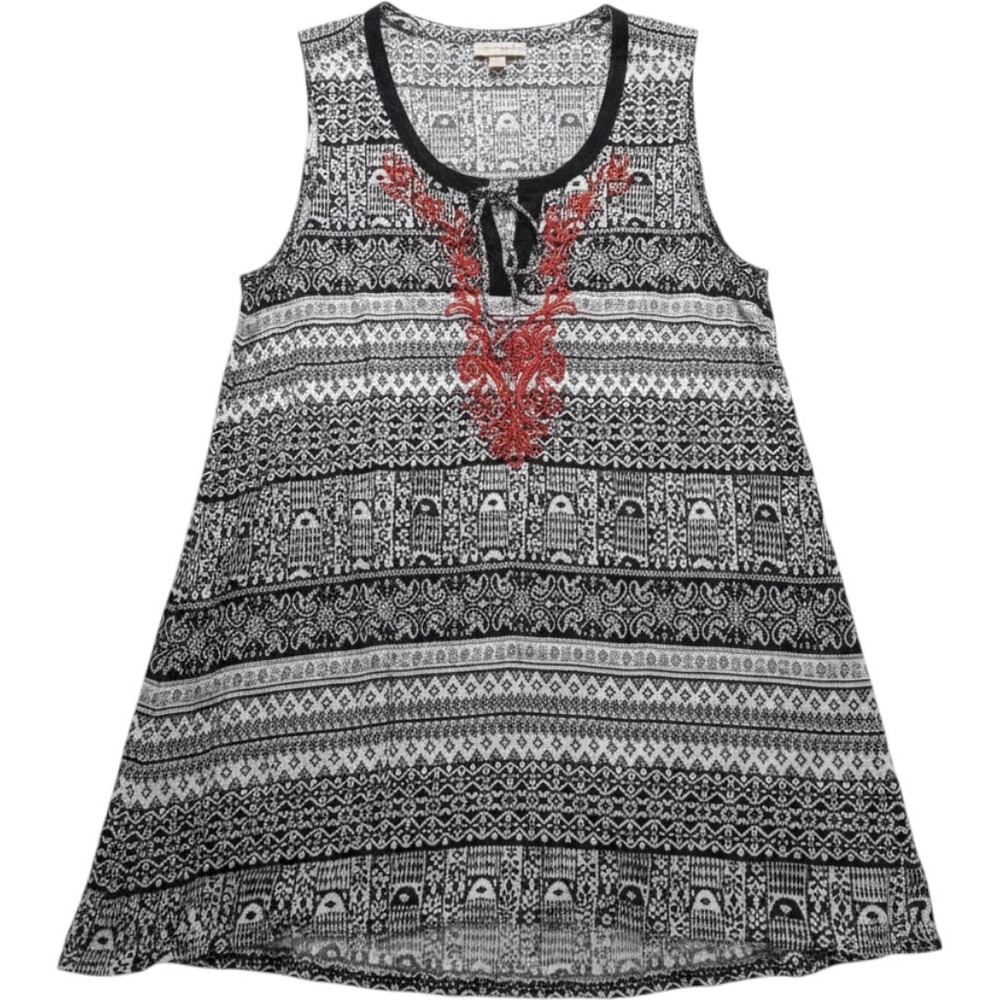 Dressbarn Blouse Womens Plus 3X Black Scoop Neck Sleeveless Embroidered Top